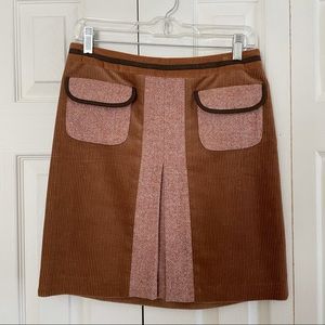 Vintage Ann Taylor Loft Brown Corduroy A-Line Mini Skirt